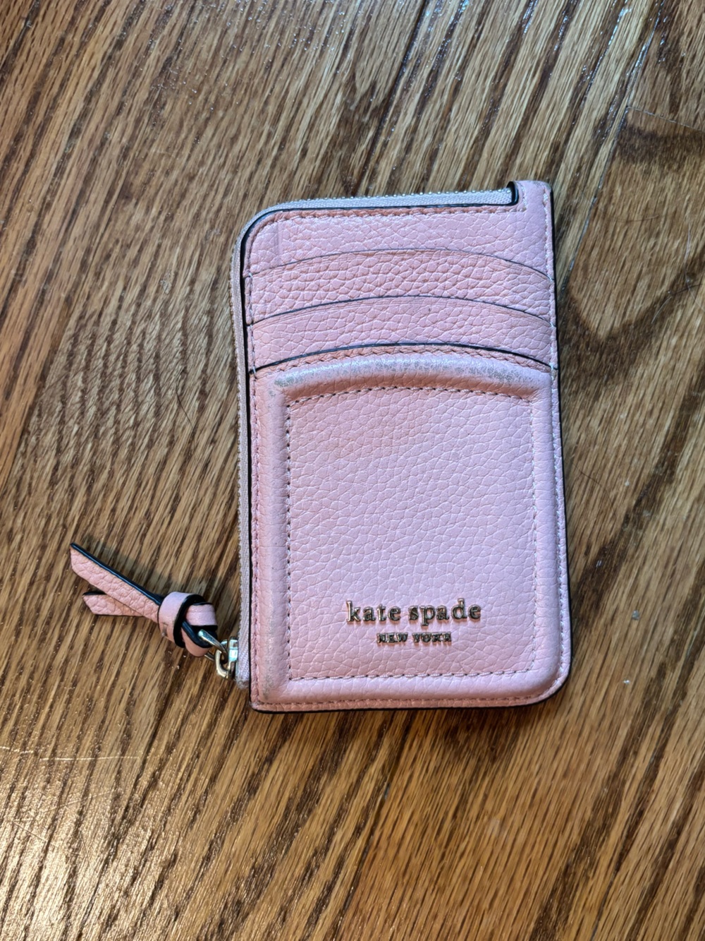 kate spade Pink Leather Card Wallet with Tassel Zip
